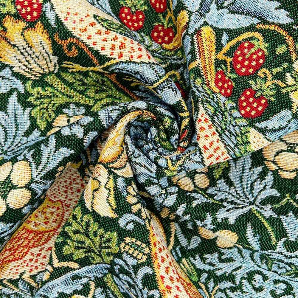 Cotton Woven Tapestry Upholstery Fabric Material STRAWBERRY THIEF BOTTLE