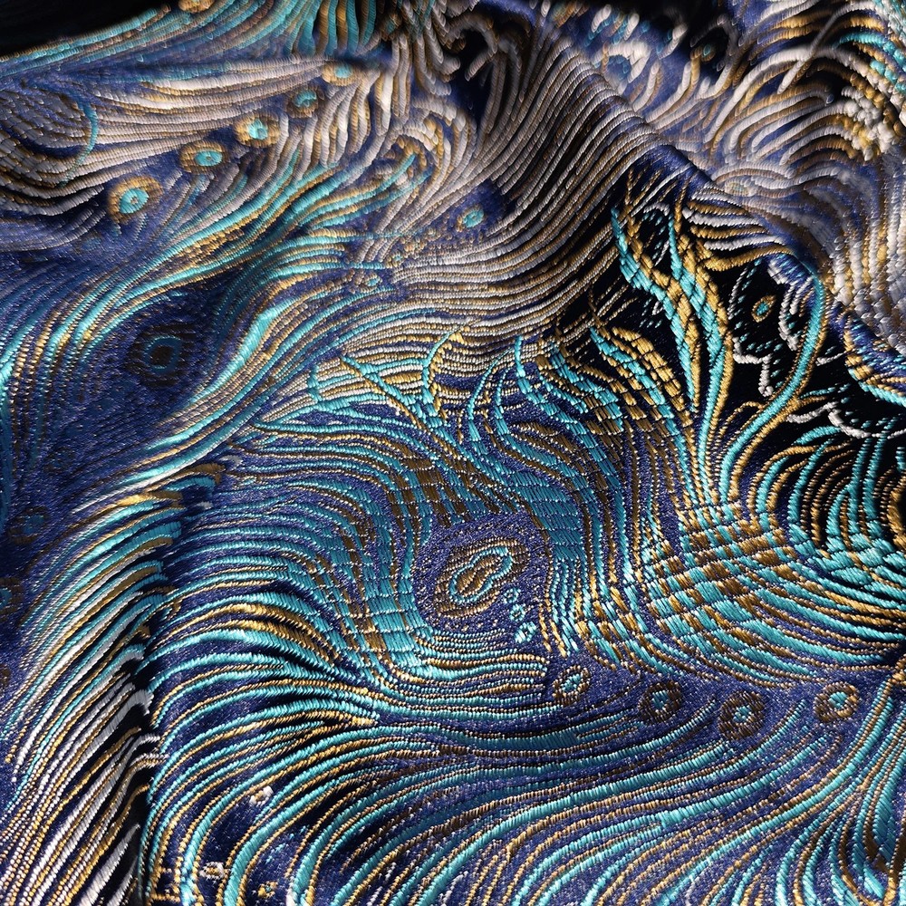 Brocade Fabric Viscose 29″ Wide Yarn Dyed Peacock Feather Designer Material