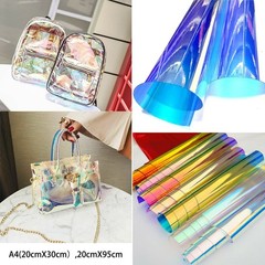 Roll Of Iridescent Holographic Clear Transparent PVC Fabric Vinyl Film for 2