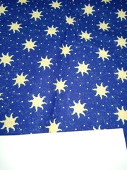 Fabric 26″ x 22″ Blue Background with Beige Stars 100% Cotton NEW