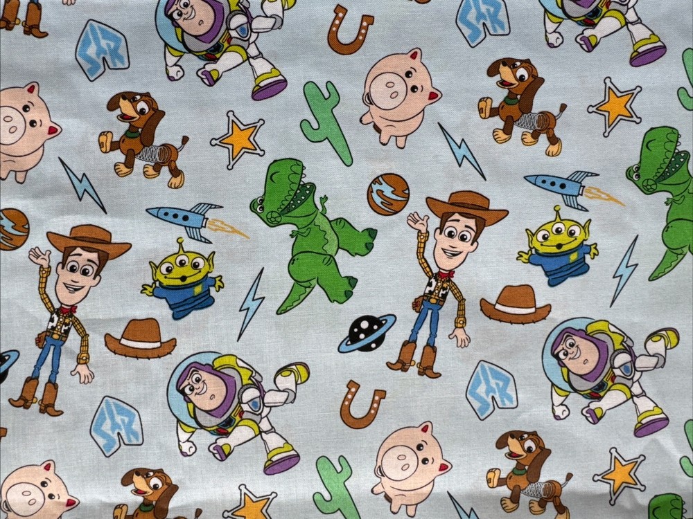 Disney Pixar Toy Story Icons Cotton Fabric 1/2 Yard (18”x43”) New