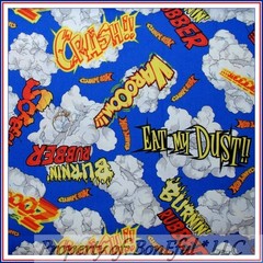 BonEful Fabric FQ Cotton Quilt Blue Super Hero Lg Race Car Hot Wheel Boy Cartoon