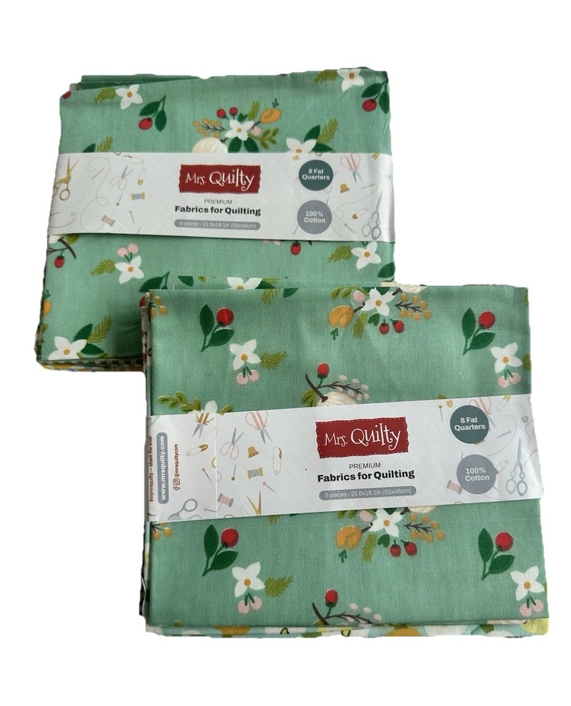 Mrs. Quilty 8 Fat Quarters 18″ x 22″ x2, 100% Cotton Floral Multicolor Quilting