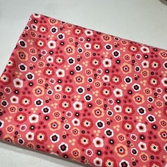 Jo-Ann Floral Cotton Flannel Fabric Pink White Black Orange 2 yds
