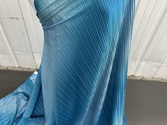 Blue Glitter pleated Fabric 50” Width Sold By The Yard