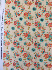 New MDG Quilting Fabric Orange Aqua Vintage Floral 100% Premium Cotton PER YARD