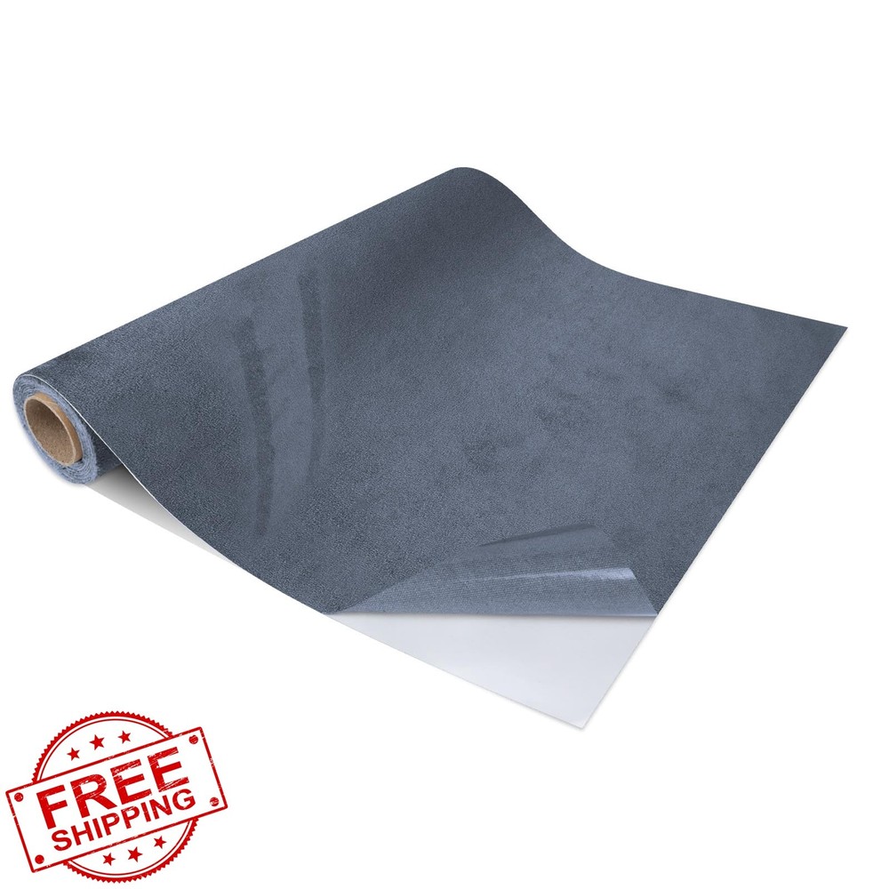 TREEHAC Suede Fabric Car Wrap Blue Gray 17″x80″ Interior Dash Trim