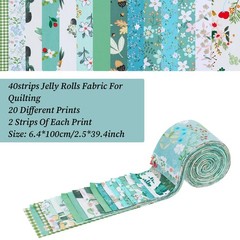40Pcs Jelly Roll Fabric Strips Cotton Quilting Fabric Bundles