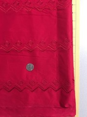 2.6 yd x 50″ RED Embroidered Stripe Border Fabric Cotton Blend Dress Decor