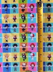 MY HERO ACADEMIA CHIBI CHECKERED ANIME 1 YARD FABRIC ( 36″ X 58″ ) BRAND NEW