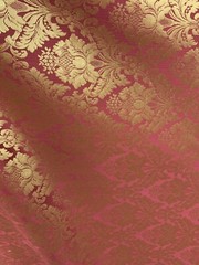 BURGUNDY GOLD Damask Jacquard Brocade Flower Floral Fabric (110 in.) Sold BTY
