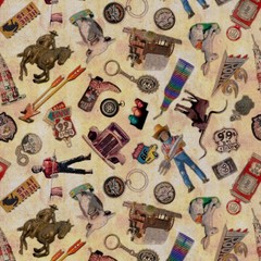 Historic Highway Icons from Route 66 Cotton Fabric
