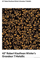 Robert Kaufman Studio RK Winters Grandeur 18381, 18382 Metallic Gold Black 1ydEa