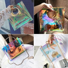 Roll Of Iridescent Holographic Clear Transparent PVC Fabric Vinyl Film for 2