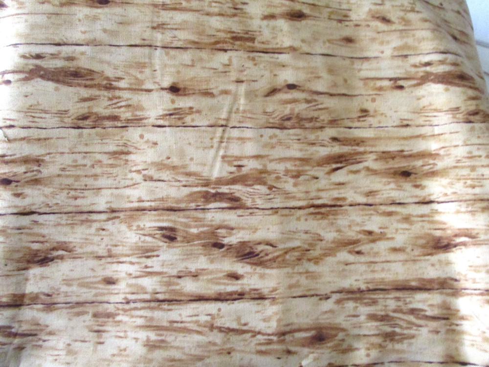 6-2/3 YDS CREAMS-BROWNS WOODEN BOARDS “COUNTRY HOME” 100% COTTON SSI FABRICS