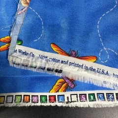 Vintage Cotton Fabric VIP CRANSTON PRINT WORKS Blue FROG and DRAGONFLY 46 x 37