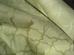 Light Lime Green Arabesque Decorators Fabric by the yard