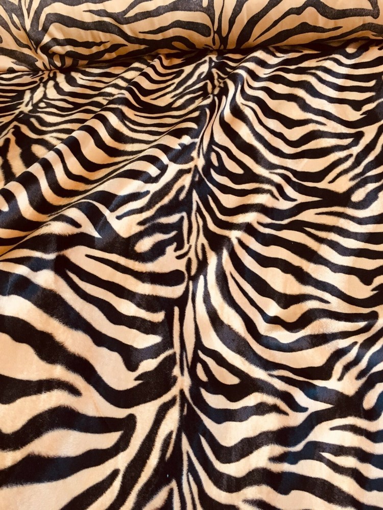 Faux fur Upholstery Zebra Large Brown velboa Fabric Per yard 58″ wide