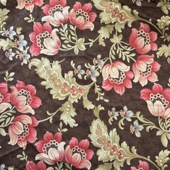 Shangri-la 3 Sisters Moda Asian Inspired Floral Brown Background Fabric 2.2yds