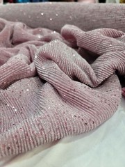 Pink Blush Pleated Stretch Fabric by the Yard – Embroidery and Sequins for Dress