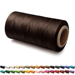 Flat Waxed Thread for Leather Sewing, String Polyester 150D-0.8mm, Dark Brown
