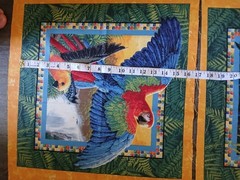 FABRIC WINGS OF PARADISE PARROT BIRD Tropical 12 PANELS 3 WALL HANG PILLOW CRAFT