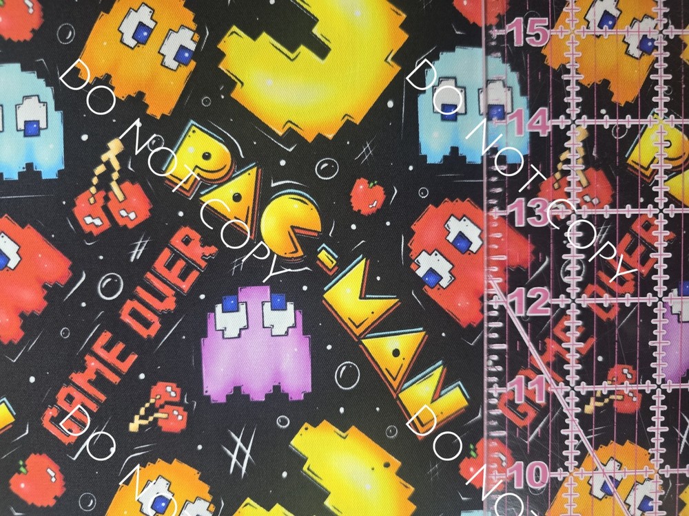 Custom 100% Cotton Woven Fabric Pac Man Classic Video Game 1/4 Yard 9×56