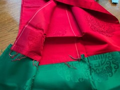 2 Pcs Korean Trad: Double-Sided Silk? Fabric 76″x58 each, Red/Green/Fuchsia New