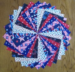 64 Patriotic USA Fabric 5″ Quilting Squares 100% Cotton Charm pack A