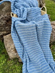 Indigo Blue Textured Sheer Linen Fabric | 3D Cotton | 2 Yards.