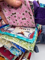 Lot of quilt scrap craft 9 bundles of cotton fabric Flowers Deer poka dot