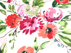 Floral Pattern Outdoor Fabric Garden Blooms Pink Red Orange Green 2 yard LOT