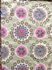 NEW Retro Medallion Material Fabric 12 YDS x 50″ Green Pink Blue (F-1)