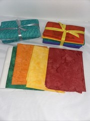 Lot Of 15 Fat Quarters Batik Primary Colors And Turquoise Teal