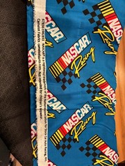 Cotton Retro Nascar Racing Logos Sports Blue Fabric Print 30″ x 42″