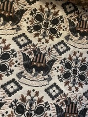 American Eagle Motif Upholstery Fabric Vintage 1970 ish 54″ wide