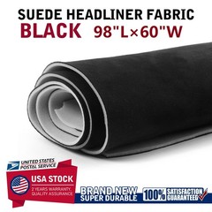 98″ L×60″ W Black Suede Material Headliner Fabric Reupholster Aging/Smell Roof