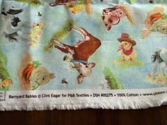 Barnyard Babies Blue Tossed Animals Fabric BYBA 5275 B Half yard continuous cuts