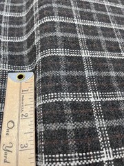$26 for 2 Yards Real Wool Flannel Fabric -Plaids & Stitch on Black and Gray