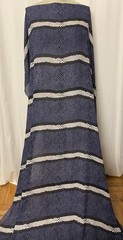 100% Silk Georgette Blue Snakeskin & Border Stripe Fabric By The Yard 46 ” Wide