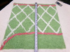 Vintage Chenille Bedspread Fabric, White Trellis on Candy Apple Green 19 x 20″