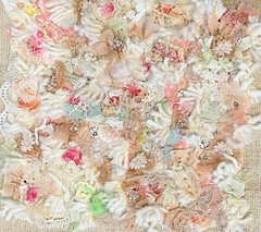 Hand-sewn Wildflower Studio original fiber art collage 7×6.75″
