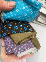 Lot of quilt scrap craft 9 bundles of cotton fabric Flowers Deer poka dot
