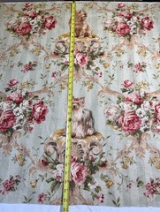 Lee Jofa Putting On The Dog Fabric 55”w x 35″ H Linen Spaniel Yorkie Dogs (5p)