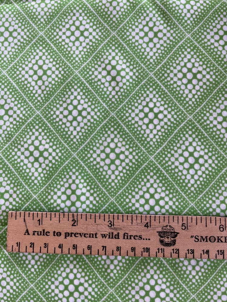 Fabric by the yard Polyester blend Squares Dots Lime Green