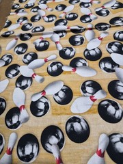 Sports Life Design #19495 Bowling 🎳 Fabric Unused Piece For Sewing Or Crafting