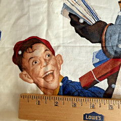 VTG Hallmark Norman Rockwell Mailman Kids Merry Christmas Fabric Panel 60″ x 35”