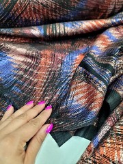 Nylon Spandex 60 W Stretch Fabric Sold BTY Design Multicolor Metallic Blue Red
