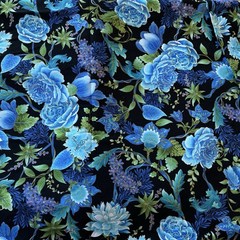 Eden Tree Of Life Purple Blue Gold Floral Flowers Chong A Hwang 1.6 Yards