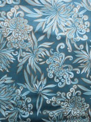 Blank Quilting Fabric 2008 Green Gold Metallic Floral Cotton 82″ x 43″ Quilt